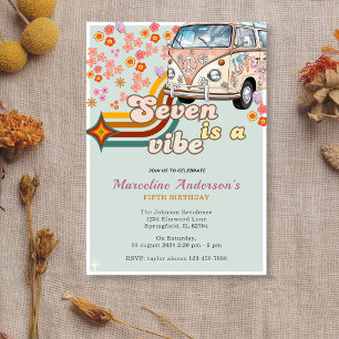Seven is a Vibe Daisy Van Floral 7th Birthday Invitation