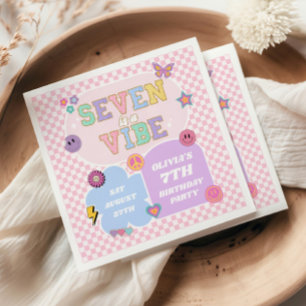 Seven Is A Vibe Preppy Patch 7th Birthday Party Napkins
