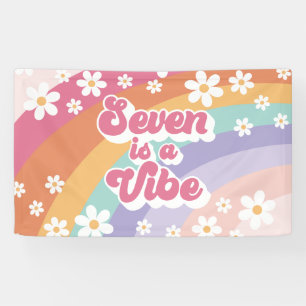 Seven is a Vibe Retro Rainbow 7th Birthday Banner