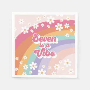Seven is a Vibe Retro Rainbow 7th Birthday Napkins
