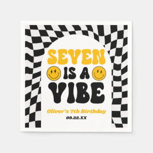 Seven Is A Vibe Retro Seventh 7th Birthday Party Napkins