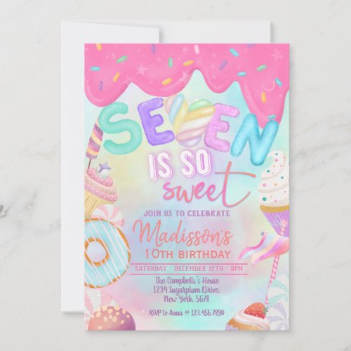 seven is so sweet Marshmallow invitation