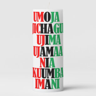 Seven Kwanzaa Principles Tricolor Typography Pillar Candle