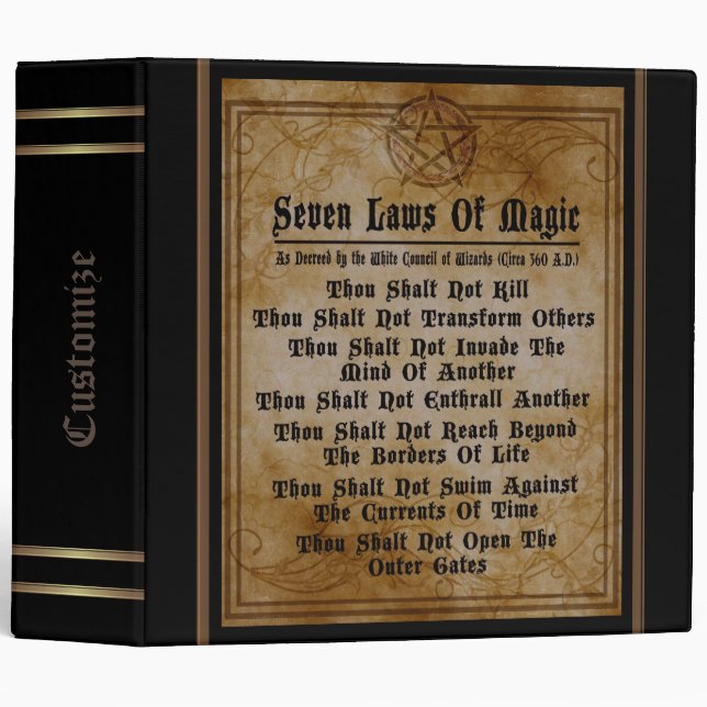 Seven Laws Of Magic Parchment 3 Ring Binder (Front/Spine)