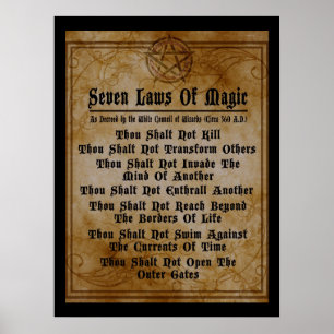 Seven Laws Of Magic Parchment Poster