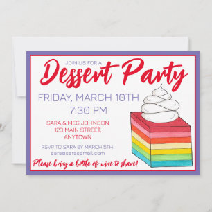 Seven Layer Retro Rainbow Gelatin Salad Dessert Invitation