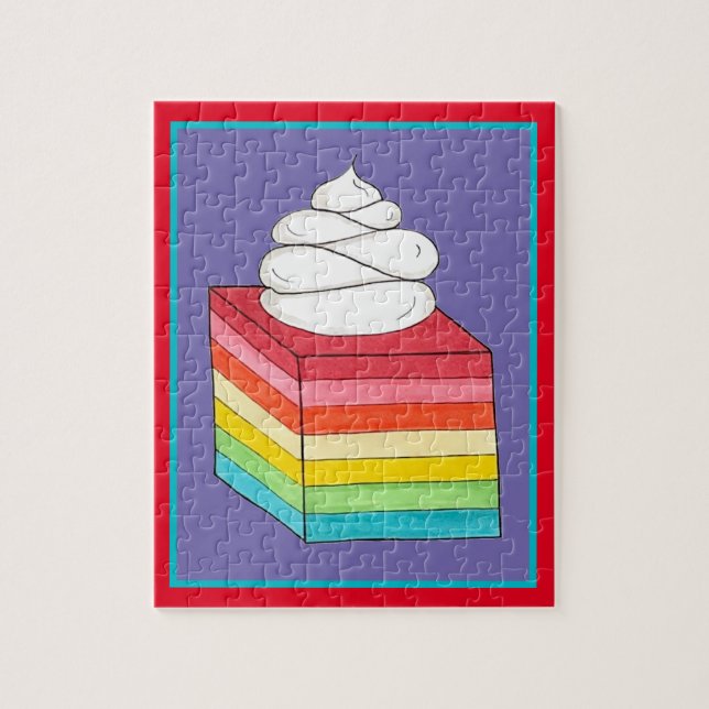 Seven Layer Retro Rainbow Gelatin Salad Dessert Jigsaw Puzzle (Vertical)
