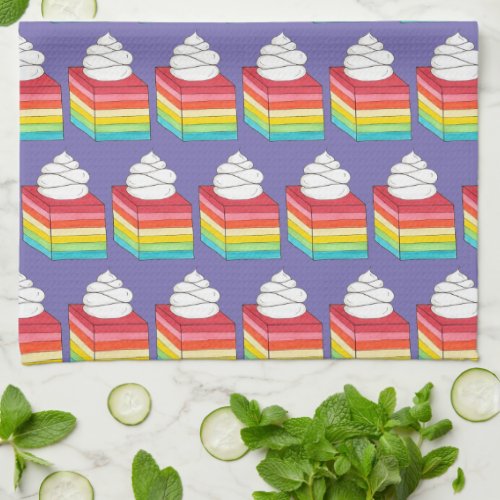 Seven Layer Retro Rainbow Gelatin Salad Dessert Kitchen Towel