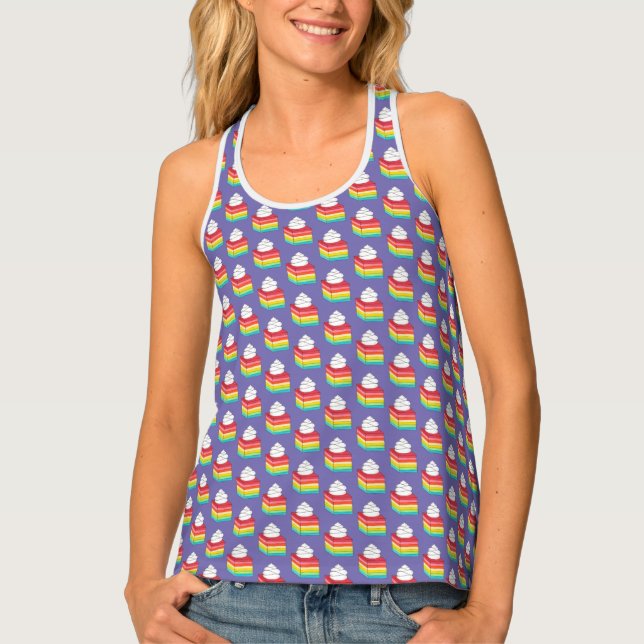 Seven Layer Retro Rainbow Gelatin Salad Dessert Tank Top (Front)