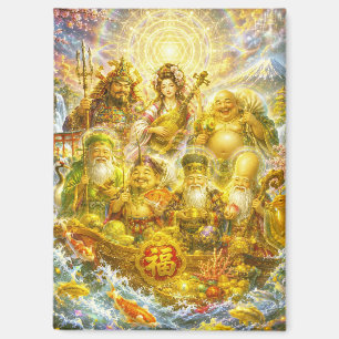 Seven Lucky Gods -Japanese Gods- colorful art Magnet