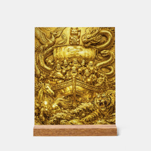 Seven Lucky Gods -Japanese Gods- Golden shine Acrylic Sign