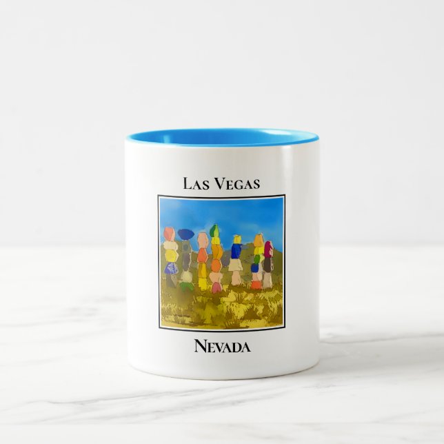 Seven Magic Mountains, Las Vegas Nevada Two-Tone Coffee Mug (Center)