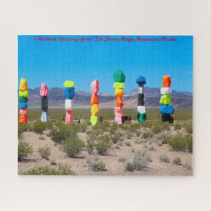 Seven Magic Mountains Nevada. Christmas Greetings Jigsaw Puzzle