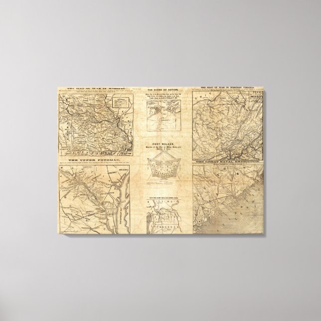Seven maps from the New York Herald Canvas Print (Front)