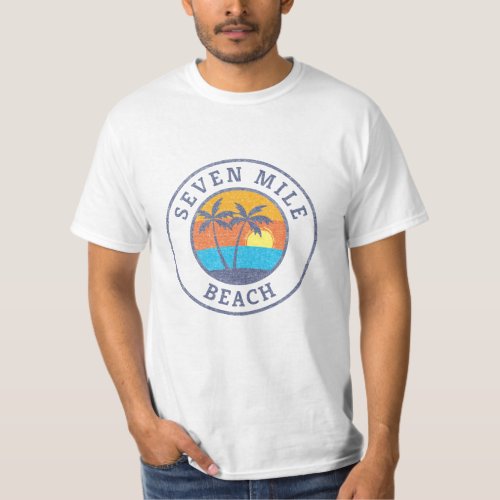 Seven Mile Beach Grand Cayman Faded Classic Style T_Shirt