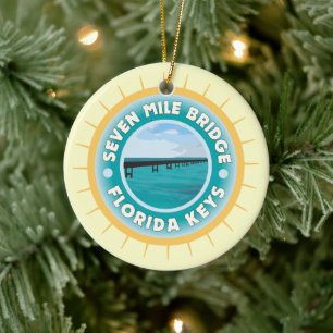 Seven Mile Bridge Florida Keys Ceramic Ornament