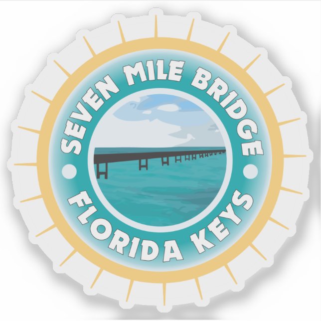 Seven Mile Bridge Florida Keys Illustration Sticker (Front)