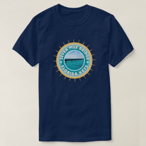 Seven Mile Bridge Florida Keys on Dark Color T_Shirt