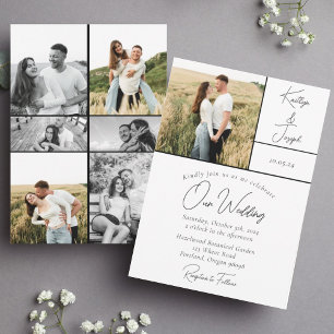 Seven Photo Collage Modern Wedding Invitation