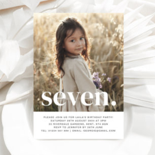 Seven Photo First Birthday Invitation 
