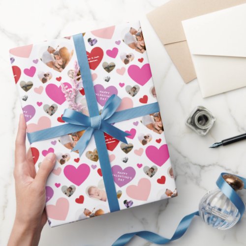 Seven Photo Valentines Day Heart Wrapping Paper