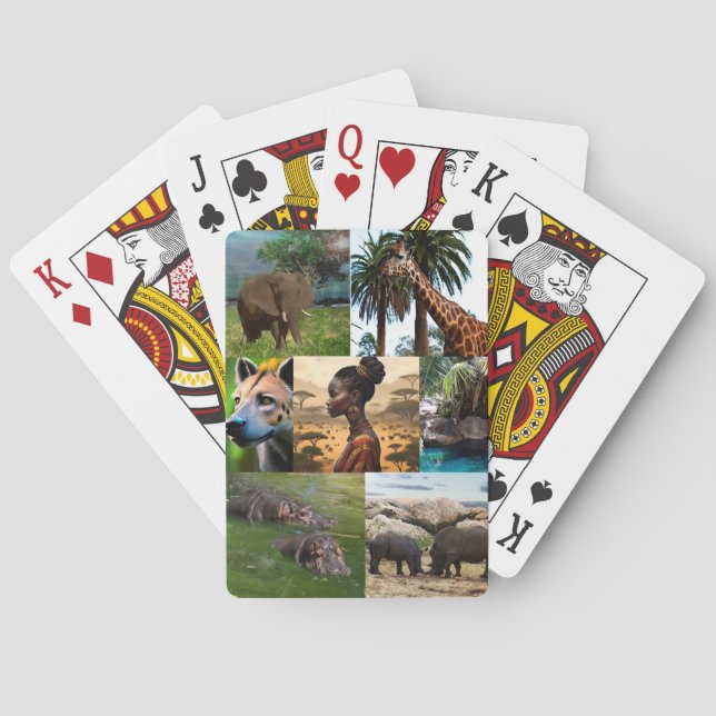 Seven Picture African Inspired Photo Collage, Poker Cards (Back)