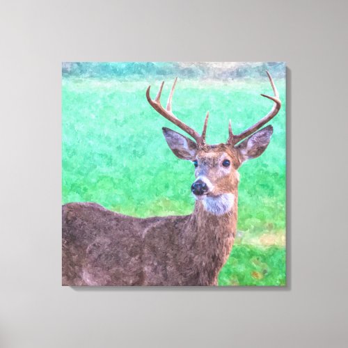 Seven Point Buck Painterly Canvas Print