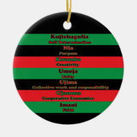 Seven Principles Kwanzaa Red Black Green Ceramic Ornament