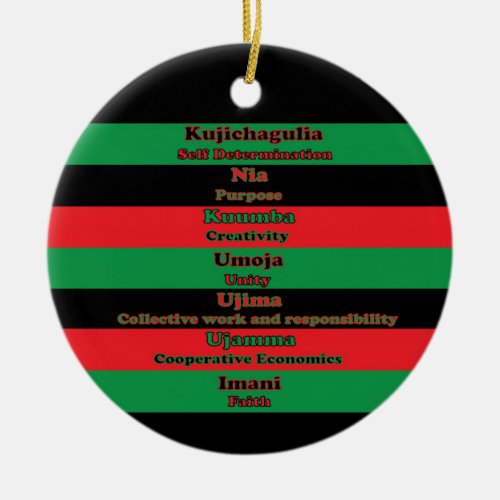 Seven Principles Kwanzaa Red Black Green Ceramic Ornament