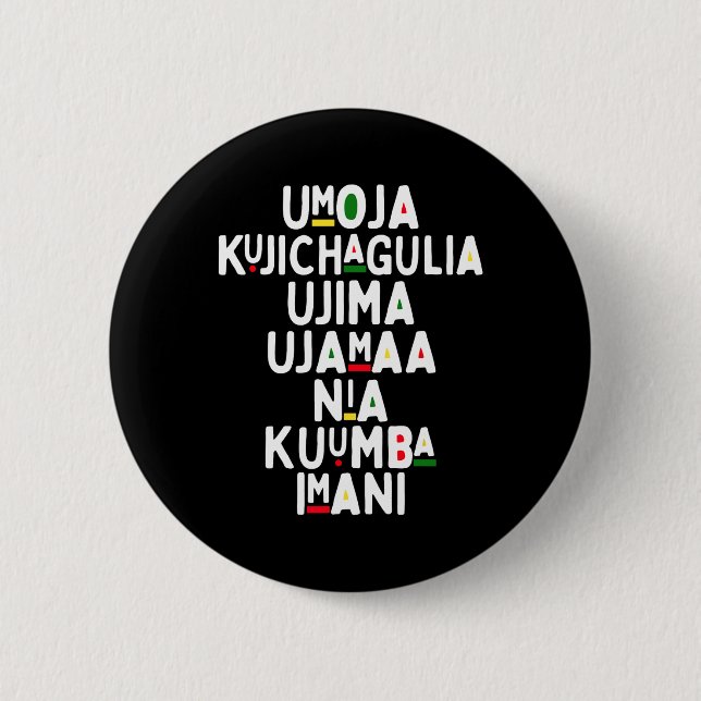 Seven Principles Of Kwanzaa African American Holid Button (Front)