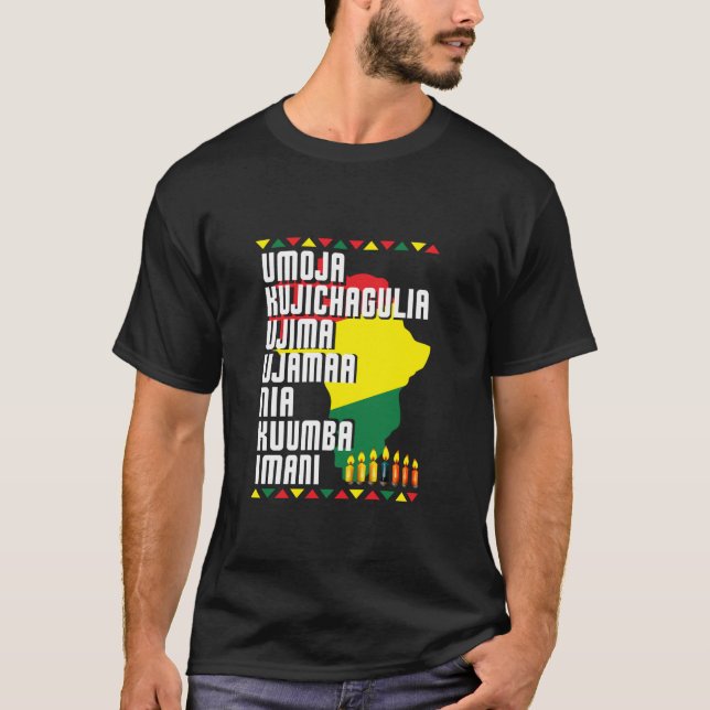 Seven Principles of Kwanzaa African Map Men Women  T-Shirt (Front)