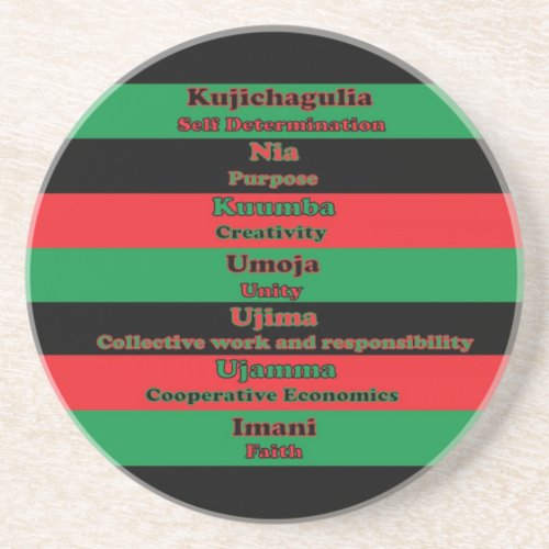 Seven Principles of Kwanzaa Black Red Green Coaster