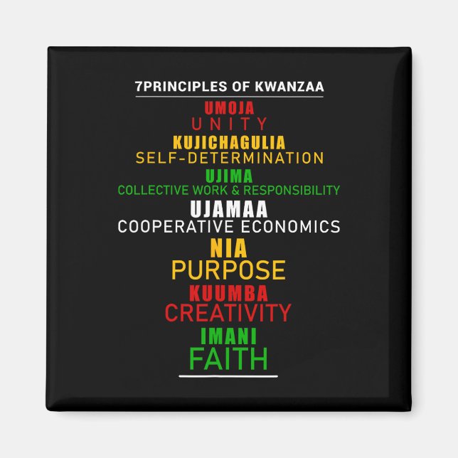 Seven Principles Of Kwanzaa Christmas Afro-america Magnet (Front)