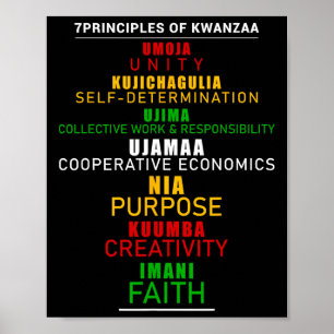 Seven Principles Of Kwanzaa Christmas Afro-america Poster