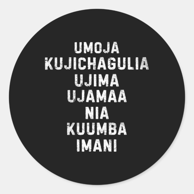 Seven Principles Of Kwanzaa Happy Kwanzaa 11  Classic Round Sticker (Front)