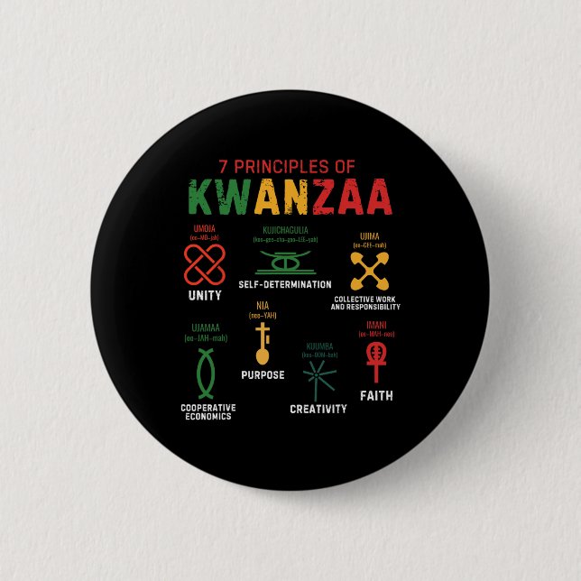 Seven Principles Of Kwanzaa Happy Kwanzaa 3  Button (Front)