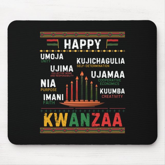 Seven Principles Of Kwanzaa Happy Kwanzaa 6  Mouse Pad (Front)