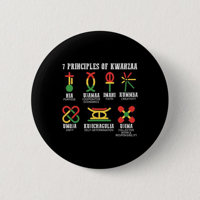 Seven Principles Of Kwanzaa Proud African American Button (Front)