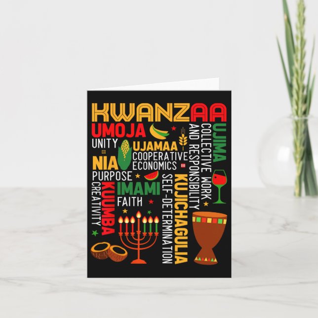 Seven Principles Of Kwanzaa Proud African American Card (Front)
