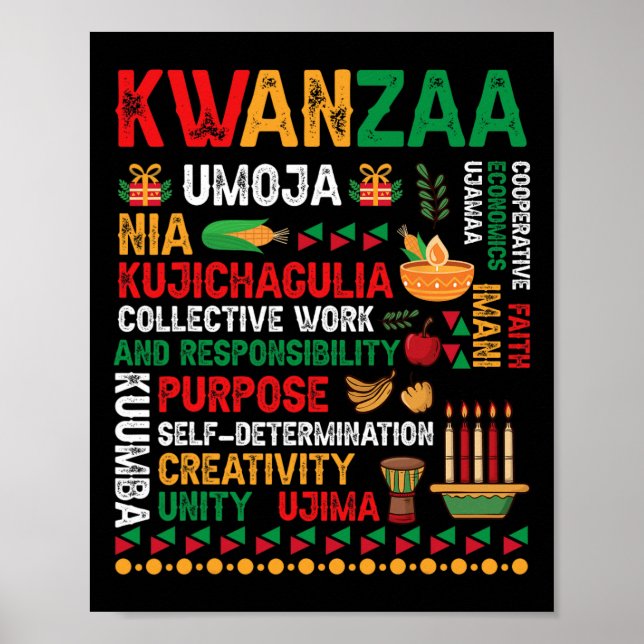 Seven Principles Of Kwanzaa Proud African American Poster (Front)