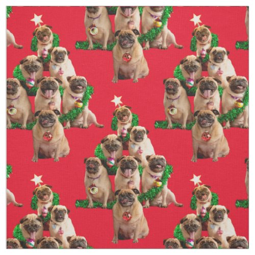 Seven Pugs_a_Posing Fabric