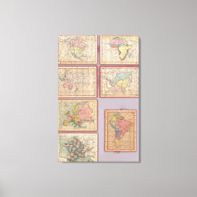 Seven Puzzle Maps of the World Canvas Print (Front)