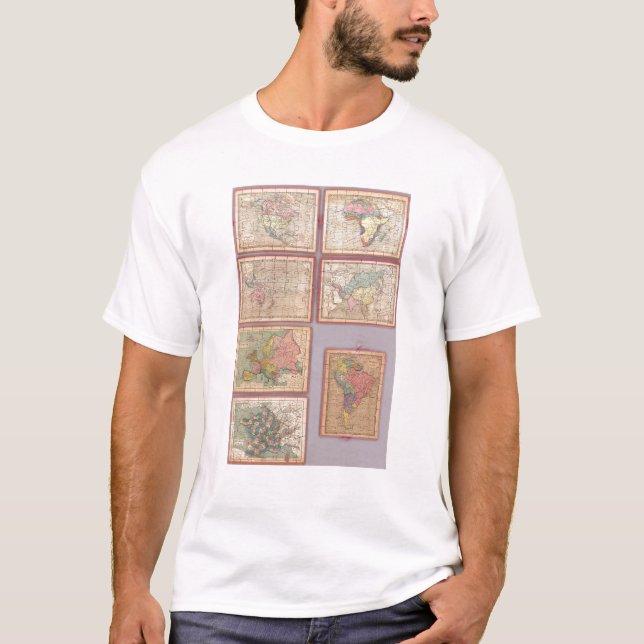 Seven Puzzle Maps of the World T-Shirt (Front)