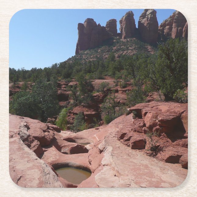 Seven Sacred Pools in Sedona Arizona Square Paper Coaster (Front)