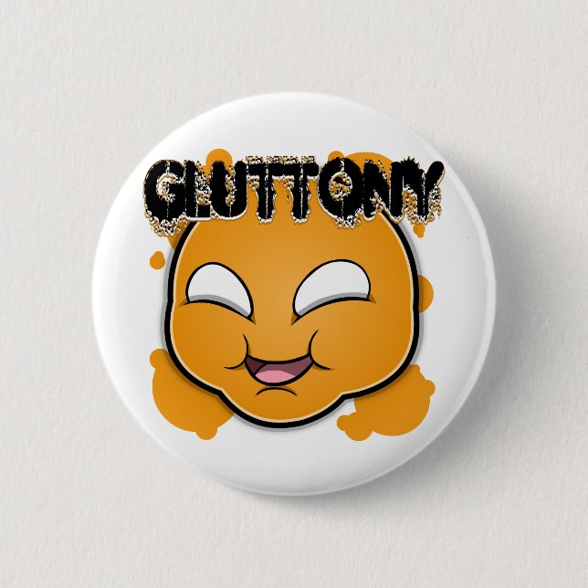 Seven Sins Faces - Gluttony Button (Front)
