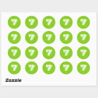 Seven Small Round Green Number Stickers by Janz