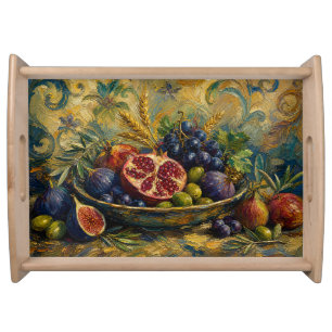 Seven Species Israel, Sukkot Decor, Elegant Sukkah Serving Tray