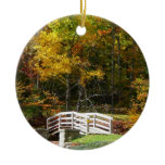 Seven Springs Fall Bridge I Autumn Landscape Ceramic Ornament