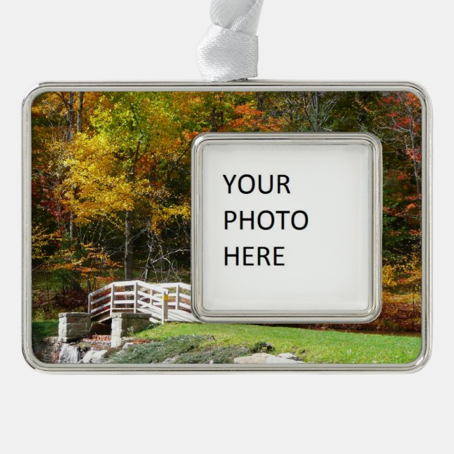 Seven Springs Fall Bridge I Autumn Landscape Christmas Ornament (Front)