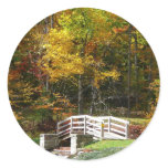 Seven Springs Fall Bridge I Autumn Landscape Classic Round Sticker
